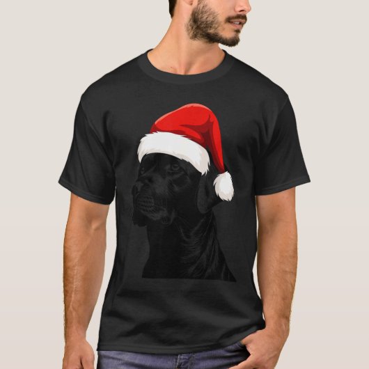 T-shirt Black Lab Labrador Santa Hat Christmas Holiday Pet (Devant)