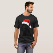 T-shirt Black Lab Labrador Santa Hat Christmas Holiday Pet (Devant entier)