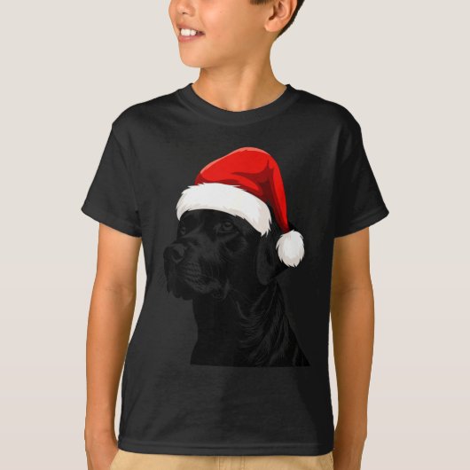 T-shirt Black Lab Labrador Santa Hat Christmas Holiday Pet (Devant)