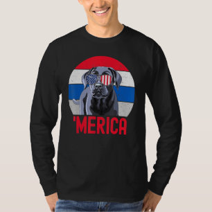 T-shirt Black Lab USA American Flag 4 juillet Pride Part