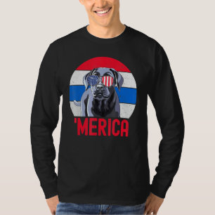 T-shirt Black Lab USA American Flag 4 juillet Pride Part