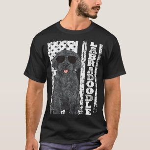 T-shirt Black Labradoodle Chien Drapeau Américain Labradoo