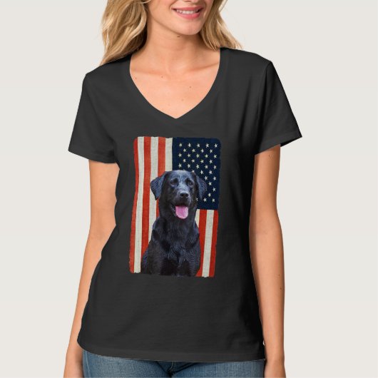T-shirt Black Labrador 4 juillet Patriotic Black Lab (Devant)