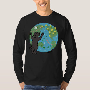 T-shirt Black Labrador Chiot I Love Earth