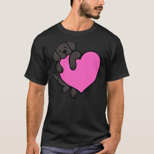 T-shirt Black Labrador Et Coeur Rose