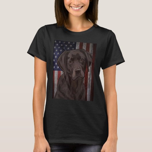 T-shirt Black Labrador États-Unis Drapeau Propriétaire du (Devant)