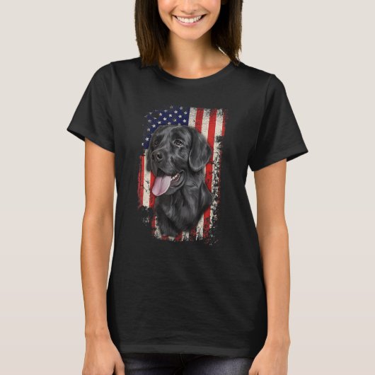 T-shirt Black Labrador Labs Patriotic American Flag Chien (Devant)