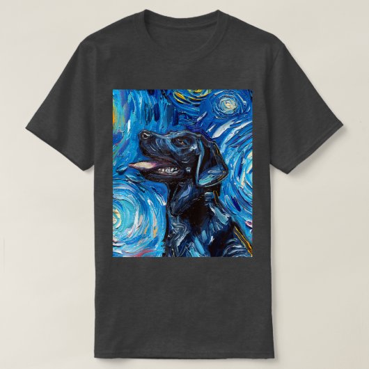 T-shirt Black Labrador Portrait Starry Night Dog Art par A (Design devant)