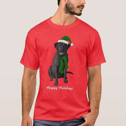 T-shirt Black Labrador Retriever Christmas Dog (Devant)