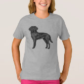 T-shirt Black Labrador Retriever Dog Cute Cartoon Art (Devant)
