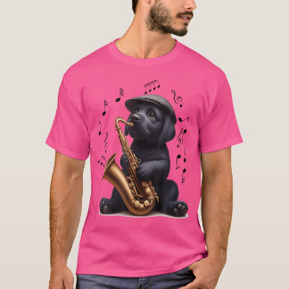 T-shirt Black Labrador Retriever Jouer Saxophone Jazz Sa