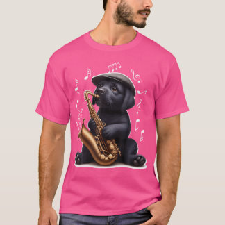 T-shirt Black Labrador Retriever Jouer Saxophone Jazz Sa