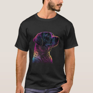 T-shirt Black Labrador s 80s Synthwave Vintage esthétique
