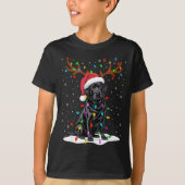 T-shirt Black Labrador Santa Hat Reindeer Tree Lights Chri (Devant)