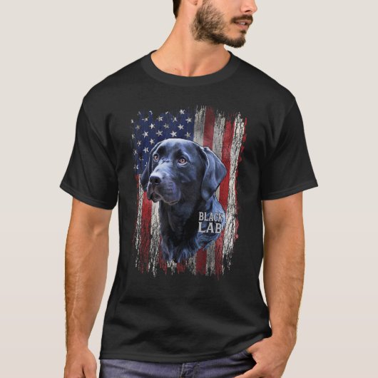 T-shirt Black Labrador USA Propriétaire du labo drapeau Ch (Devant)