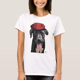T-shirt Black Labrador With Red Cap