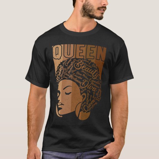 T-shirt Black Melanin Queen Apparel African American Afro  (Devant)