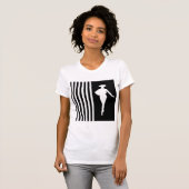 T-shirt Black Modern Stripes avec Silhouette de mode (Devant entier)