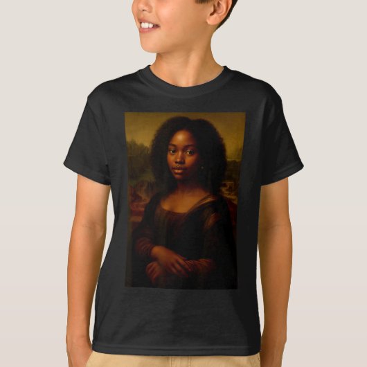 T-shirt Black Mona Lisa Afro African Melanin Black History (Devant)