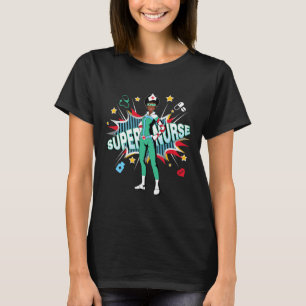 T-shirt Black Nurs Rock Chemise Super Hero Funny Black Rn