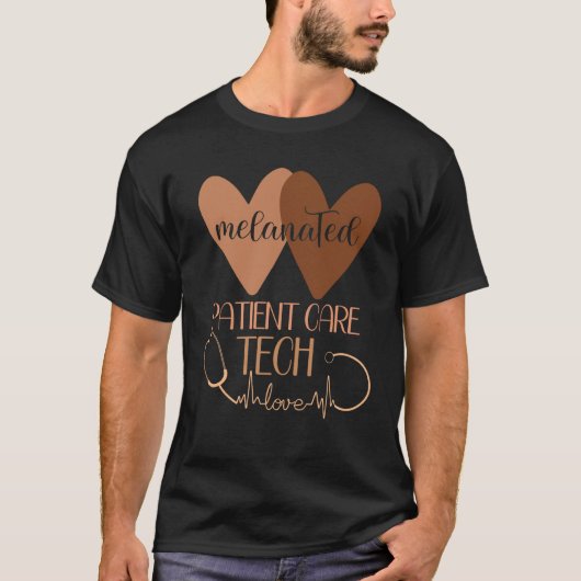 T-shirt Black Patient Care Tech Melanated Patient Care Tec (Devant)