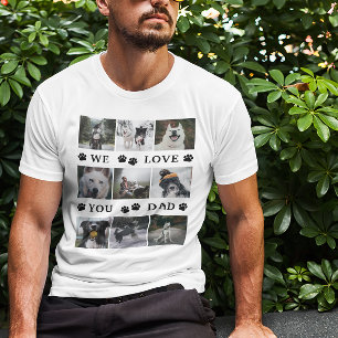 T-shirt Black Paws We Love You Dad 9 Photo Collage
