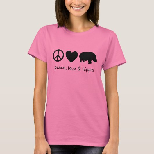 T-shirt Black Peace Love & Hippos (Devant)