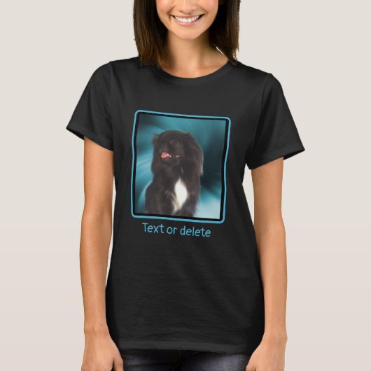 T-shirt Black Pekingese Blue Swirls Dog Art Personnalisé (Devant)