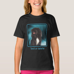 T-shirt Black Pekingese Blue Swirls Dog Art Personnalisé