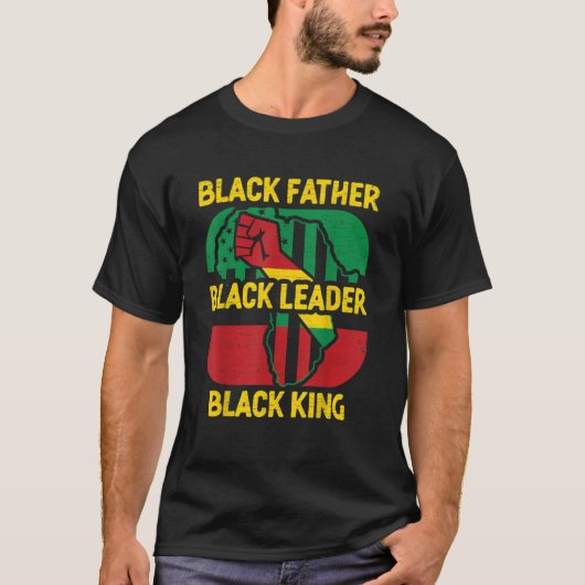 T-shirt Black Père Black Leader Black King Papa (Devant)