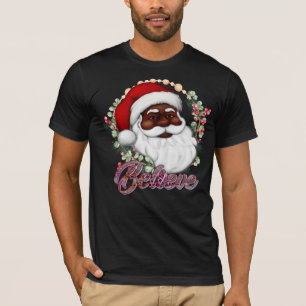 T-shirt Black Père Noël Believe Melanin Man Christmas Chev