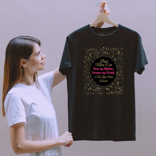 T-shirt Black Pink Star Meilleure Maman Jour des mères mod