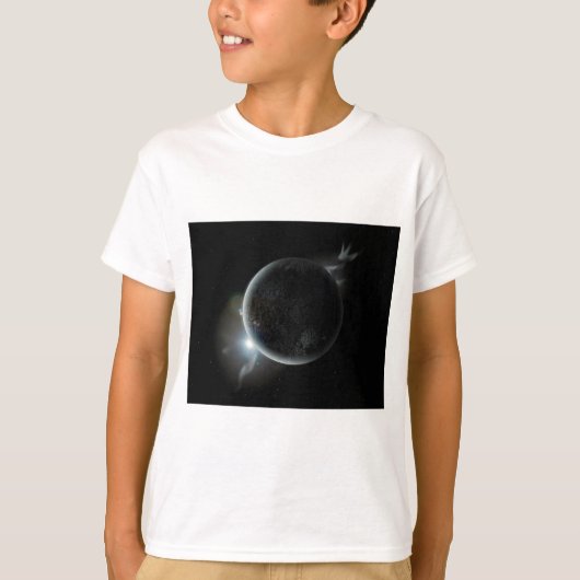 T-shirt black planet 3d illustration in the universe (Devant)