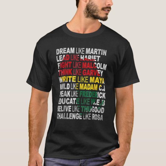T-shirt Black Power Shirt History Mois Africain Américain (Devant)