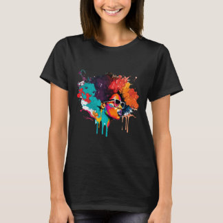 T-shirt Black Queen Afro Melanin Driving Art Lover Amériqu