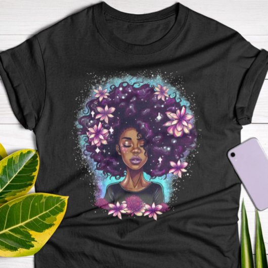 T-shirt Black Queen Afro Melanin Driving Art Noir