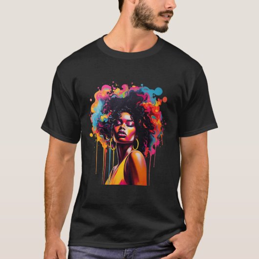 T-shirt Black Queen Afro Melanin Driving JunetDix Afric (Devant)