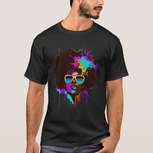 T-shirt Black Queen Afro Melanin Driving Pop Black Histor (Devant)
