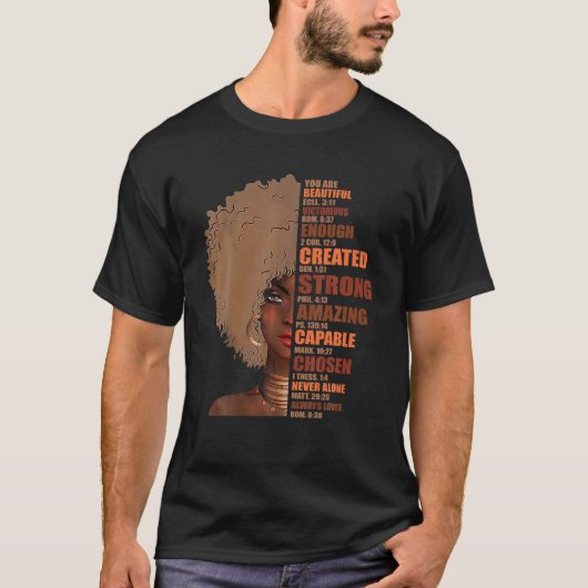 T-shirt Black Queen Lady Curly Naturel Afro-Africain Améri (Devant)