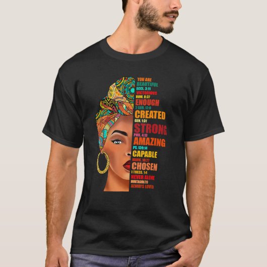 T-shirt Black Queen Lady Curly Naturel Afro-Africain Améri (Devant)