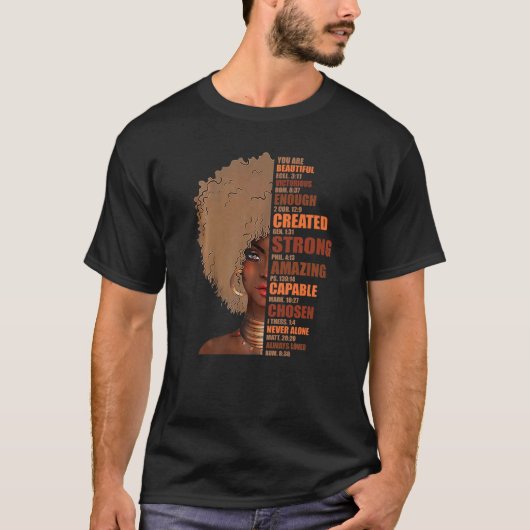 T-shirt Black Queen Lady Curly Naturel Afro-Africain Améri (Devant)
