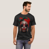 T-shirt Black Queen Melanin Earrings Lips Cute Black Histo (Devant entier)