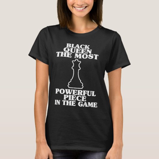T-shirt Black Queen Most Powerful Chess African Women Blac (Devant)