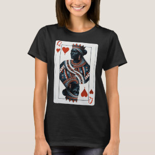 T-shirt Black Queen Of Hearts Card Deck Jeu Fier Black W