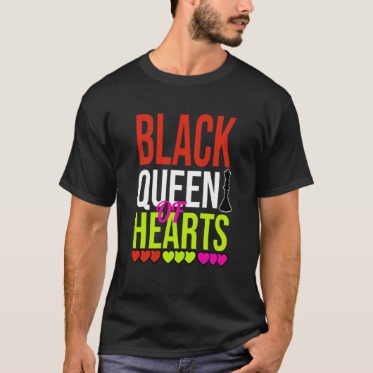 T-shirt Black Queen of Hearts Valentines Day 2023 Womans C (Devant)