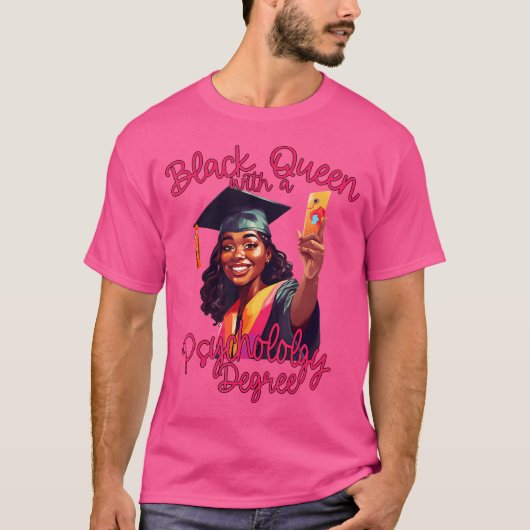 T-shirt Black Queen Psychology Degree Graduation 2023 Phd  (Devant)