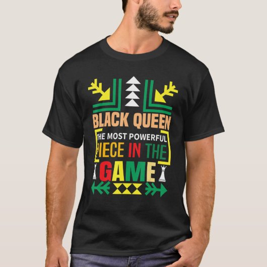 T-shirt Black Queen The Most Powerful Piece The Game Black (Devant)