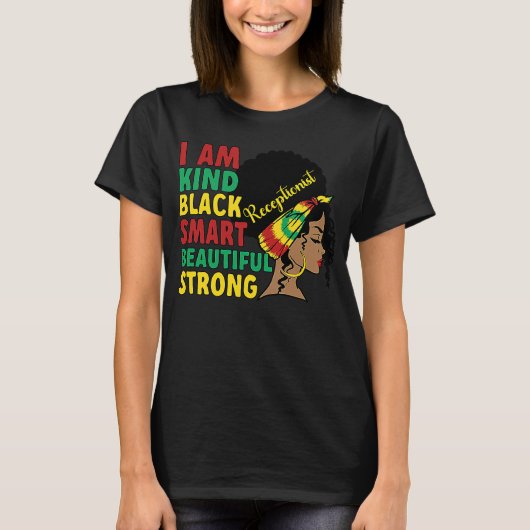 T-shirt Black Receptionist African American Reception (Devant)