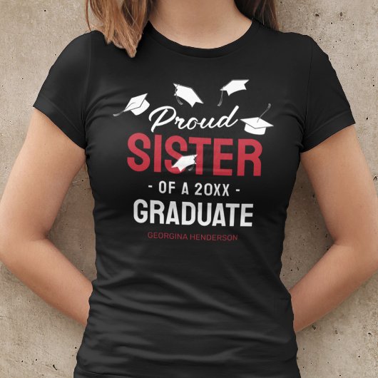 T-shirt Black Red Fier Soeur 2025 Diplômée