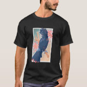 T-shirt Black Red Tailed Cockatoo Parrot Bird with Plumeri (Devant)